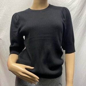 Jaclyn Smith Women's Black Ribbed Pullover Top NWT